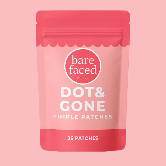 Dot  Gone™ pimple patch pouch with cute pink branding - Bare Faced Skin Co. - Australia's best pimple patches